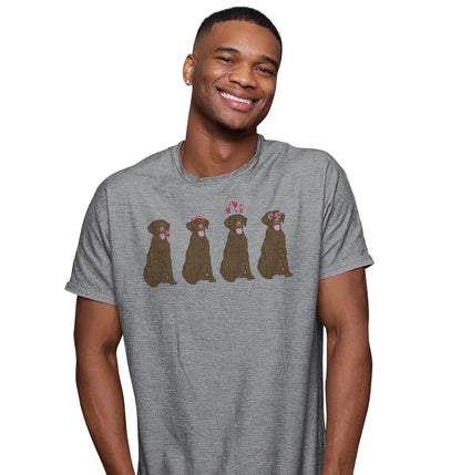 Chocolate Lab Love Line Up - Adult Unisex T-Shirt