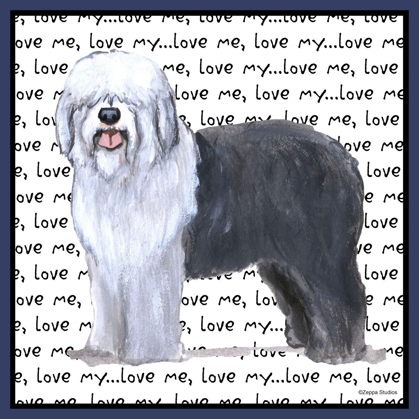 Old English Sheepdog Love Text - Adult Unisex T-Shirt