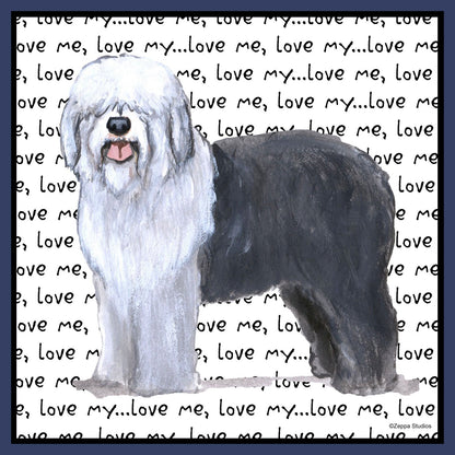 Old English Sheepdog Love Text - Adult Unisex T-Shirt