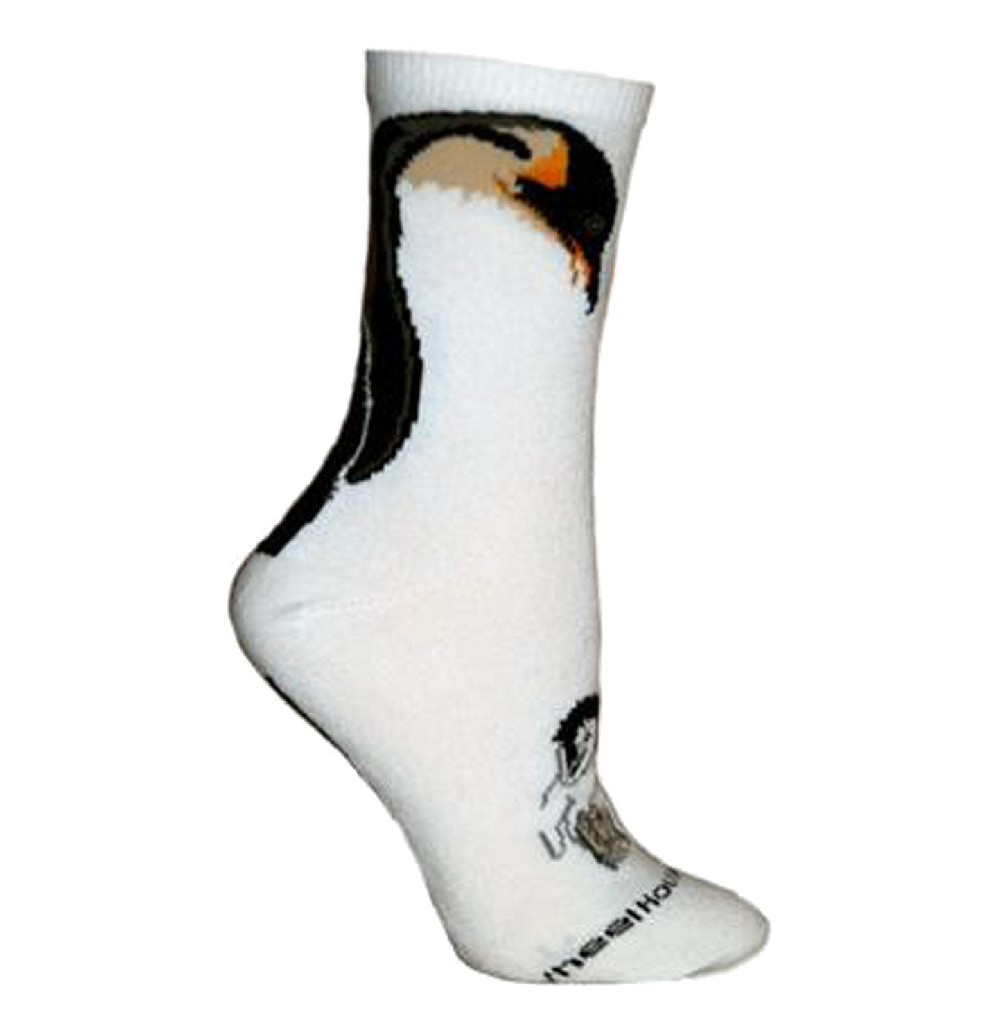 Animal Pride - Penguin and Chick on White - Adult Cotton Crew Socks