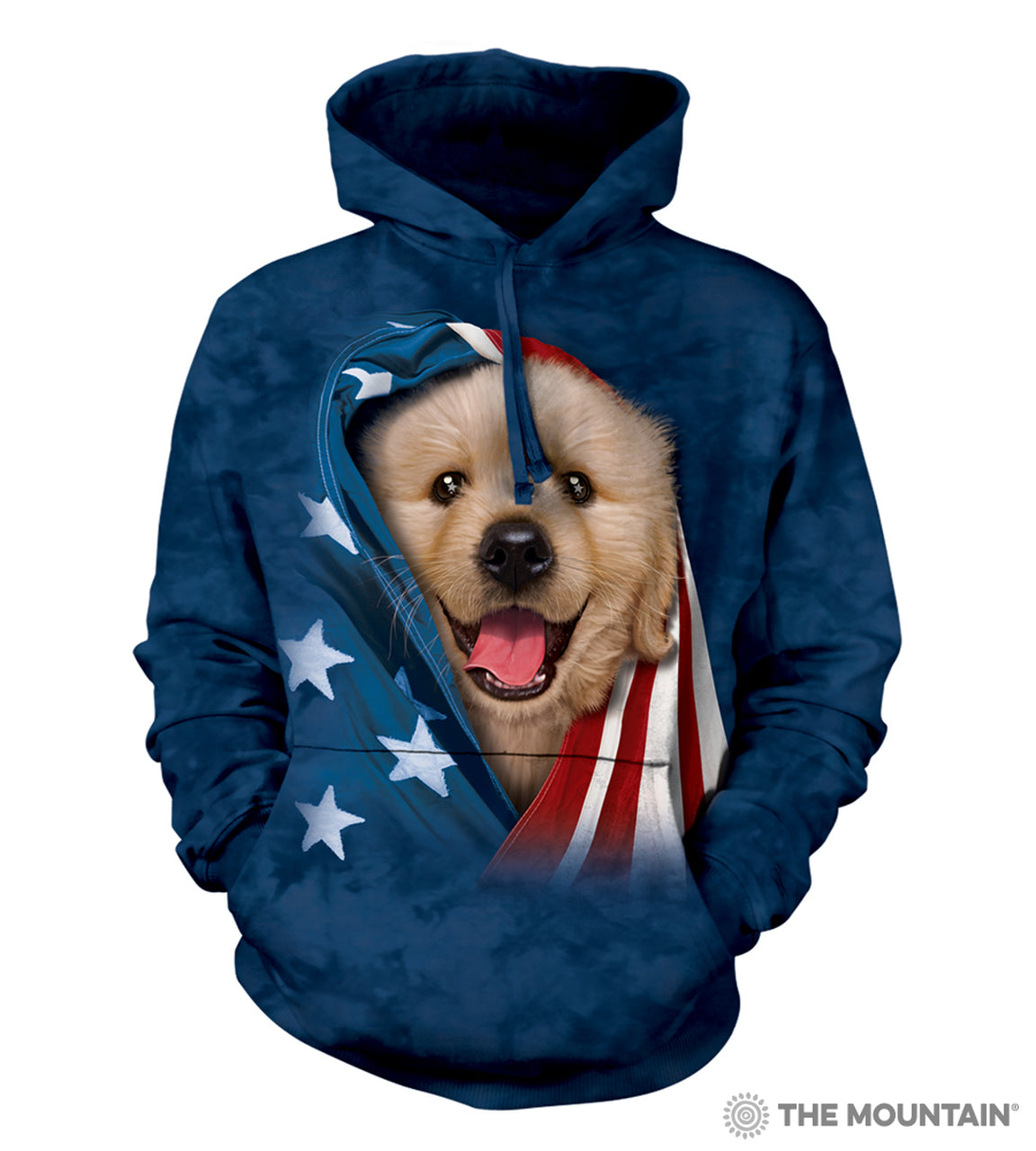 Patriotic Golden Retriever Pup - The Mountain - Hooded Dog Sweatshirt