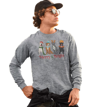 Pit Bull Christmas Line Up - Adult Unisex Long Sleeve T-Shirt