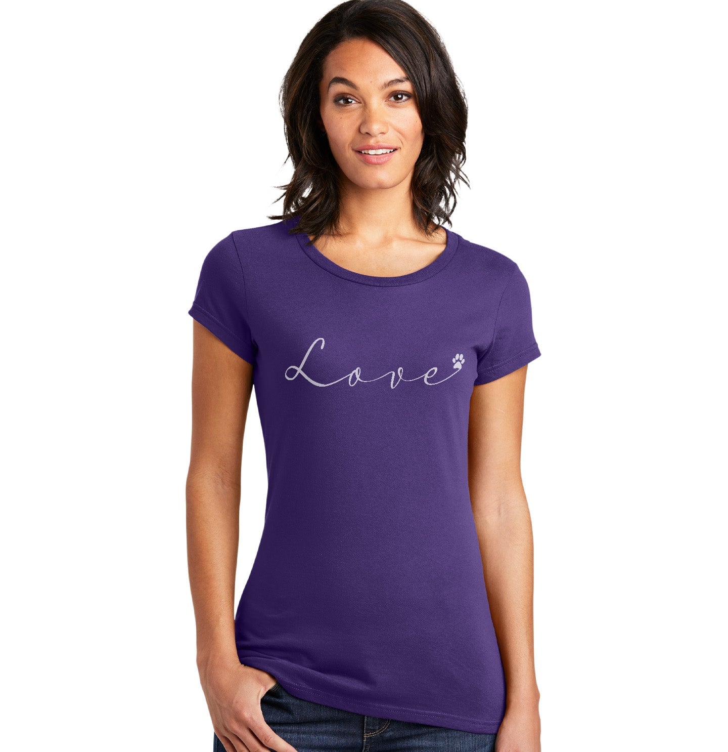 Love Script Paw - Women's Fitted T-Shirt