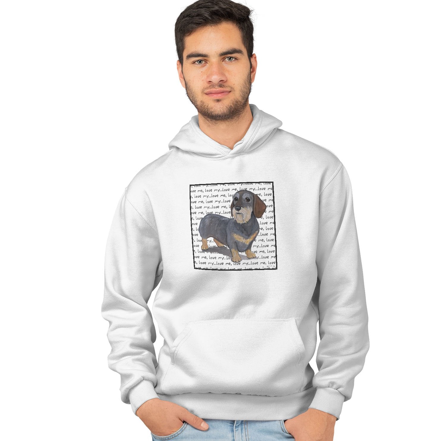 Animal Pride - Wire Haired Dachshund Love Text - Adult Unisex Hoodie Sweatshirt