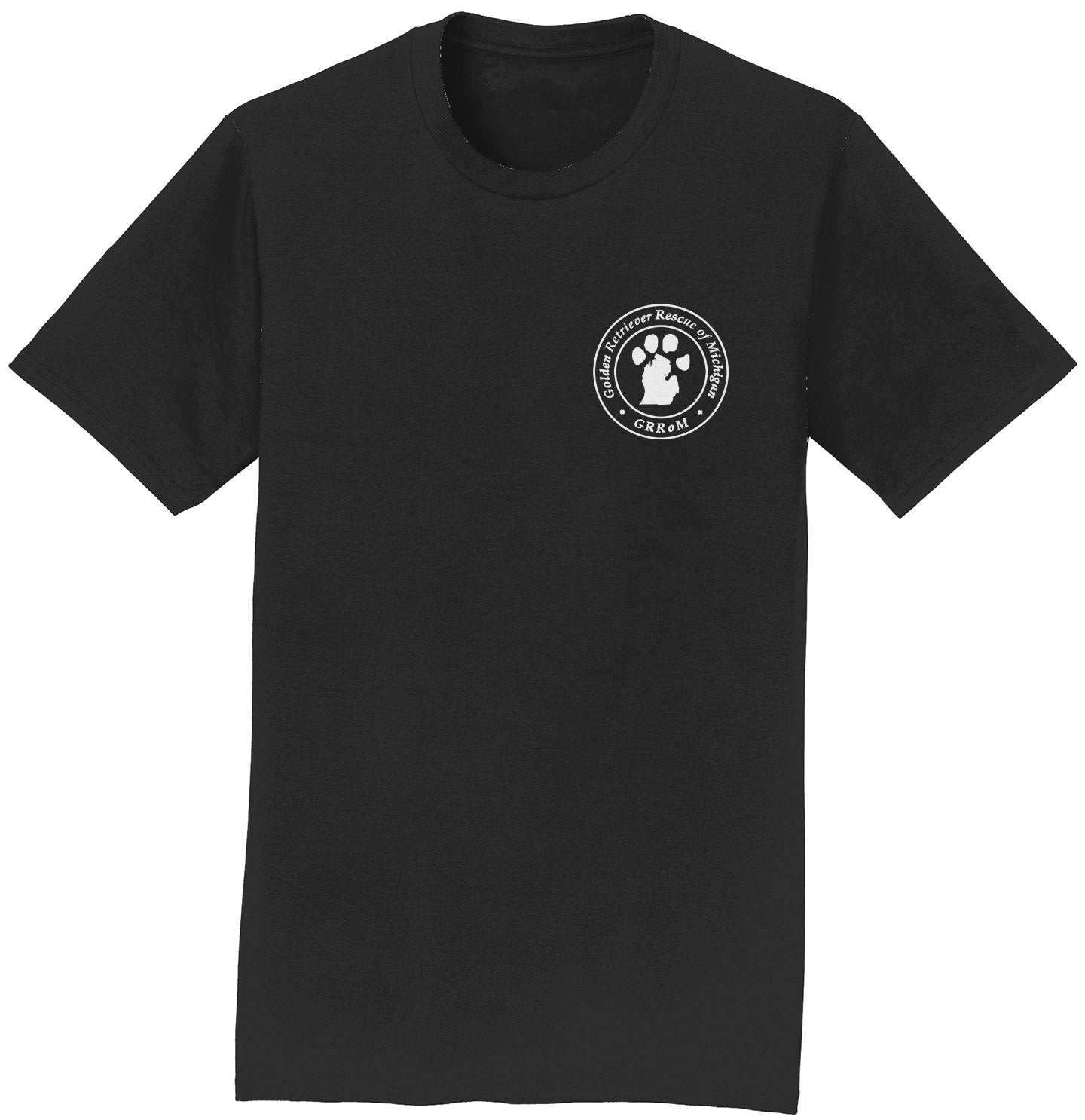 Golden Retriever Rescue of Michigan Logo - Left Chest White - T-Shirt