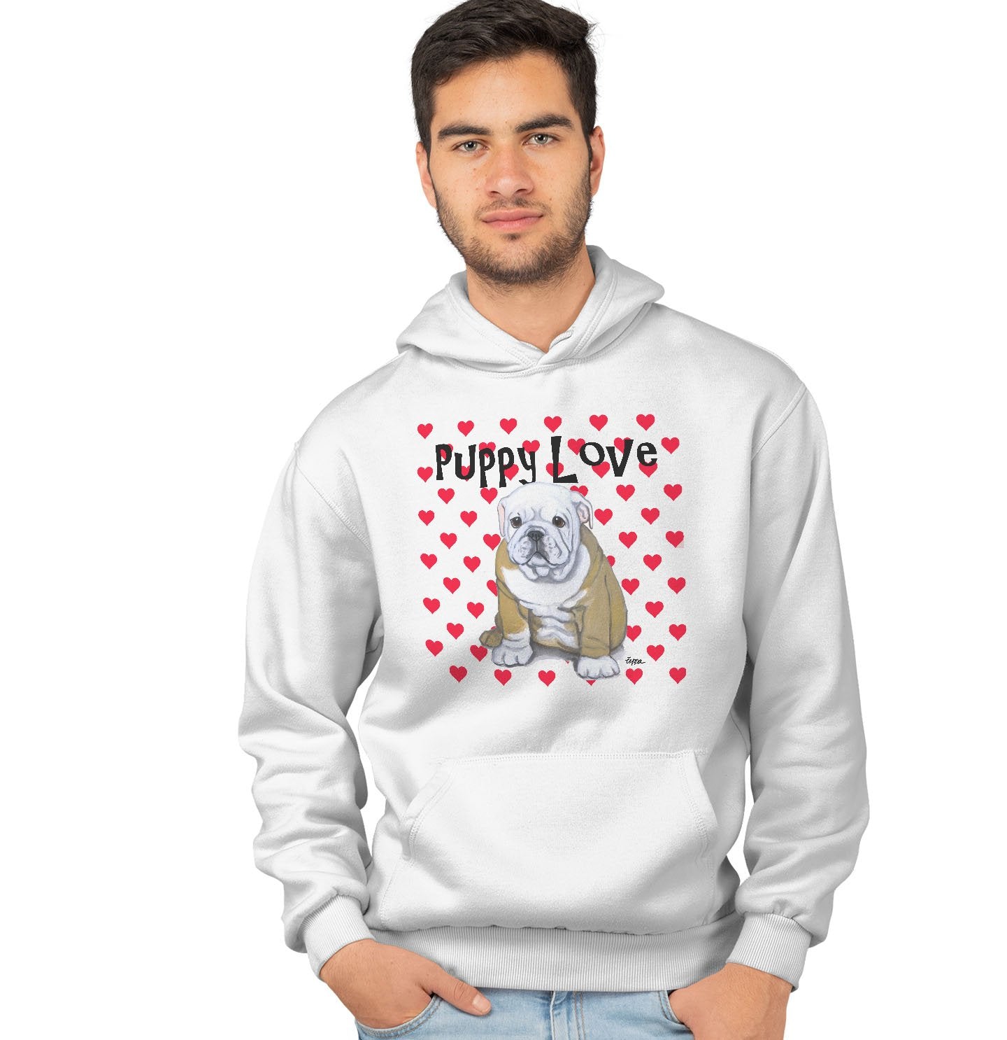 Animal Pride - Bulldog Puppy Love - Adult Unisex Hoodie Sweatshirt