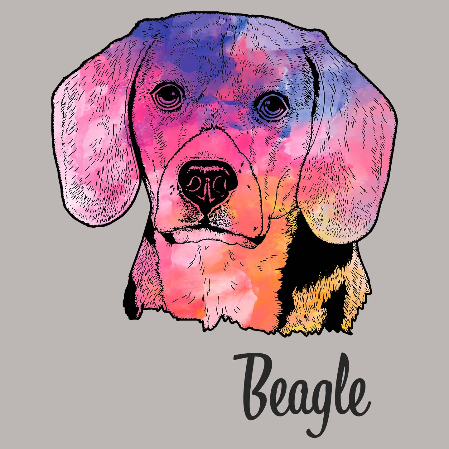 Colorful Beagle Headshot - Women's V-Neck Long Sleeve T-Shirt