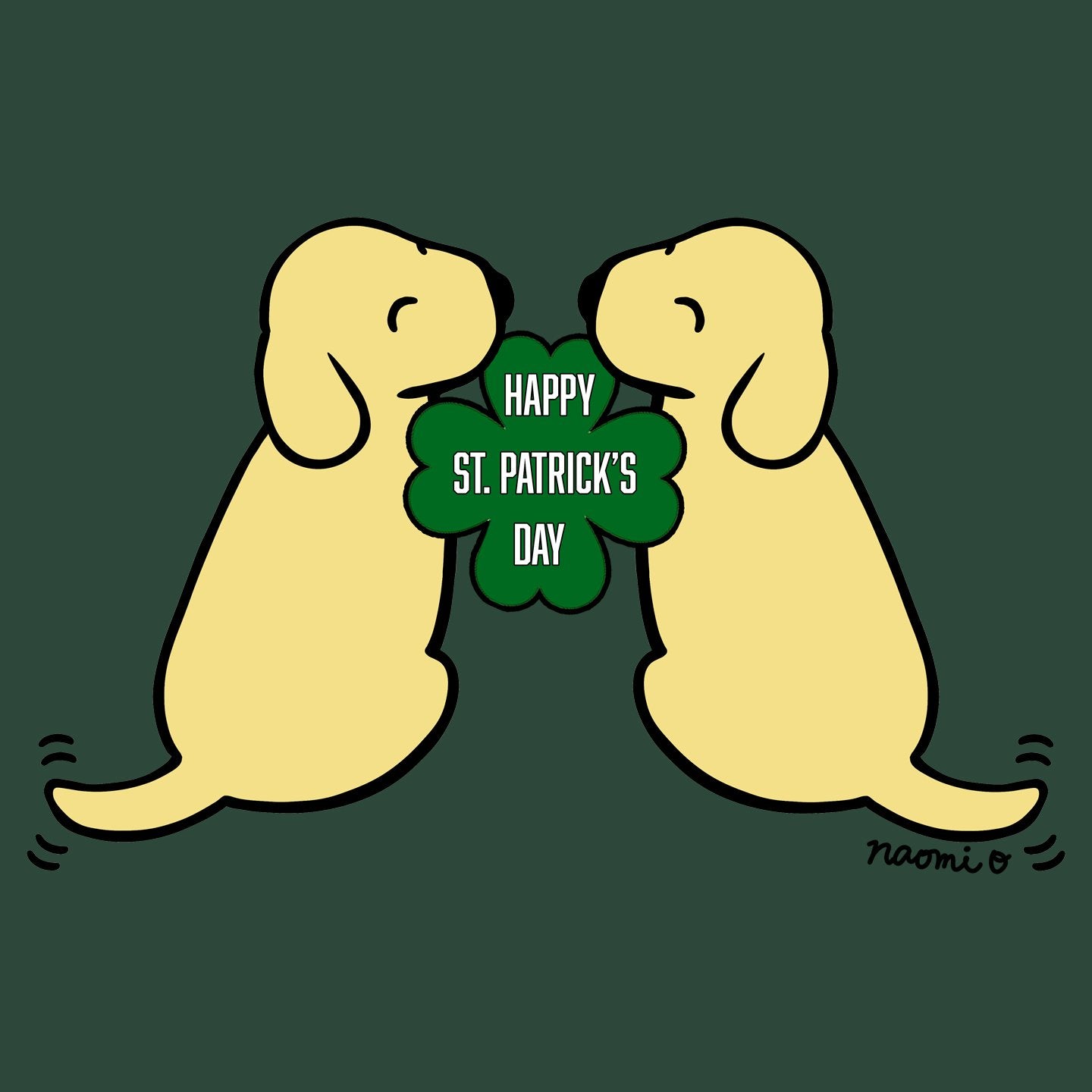 Happy St. Patrick's Day Yellow Lab Puppies - Women's Fitted T-Shirt