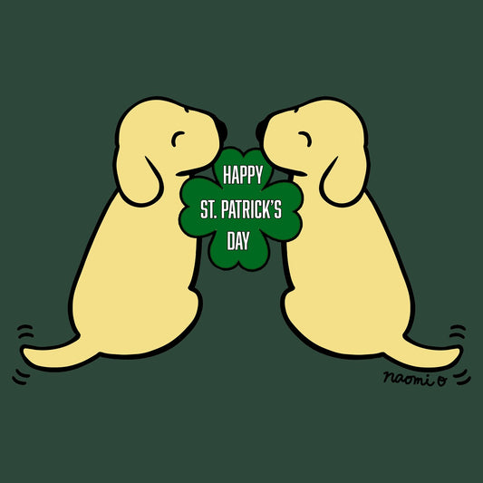 Happy St. Patrick's Day Yellow Lab Puppies - Women's Fitted T-Shirt