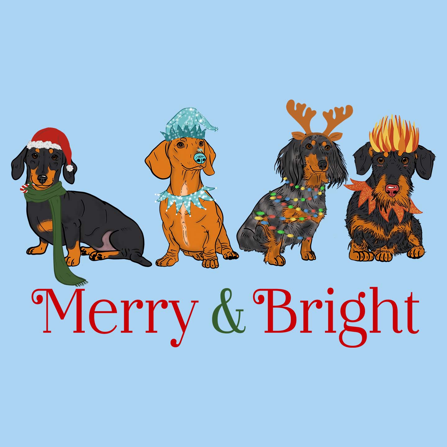 Dachshund Christmas Line Up - Adult Unisex T-Shirt