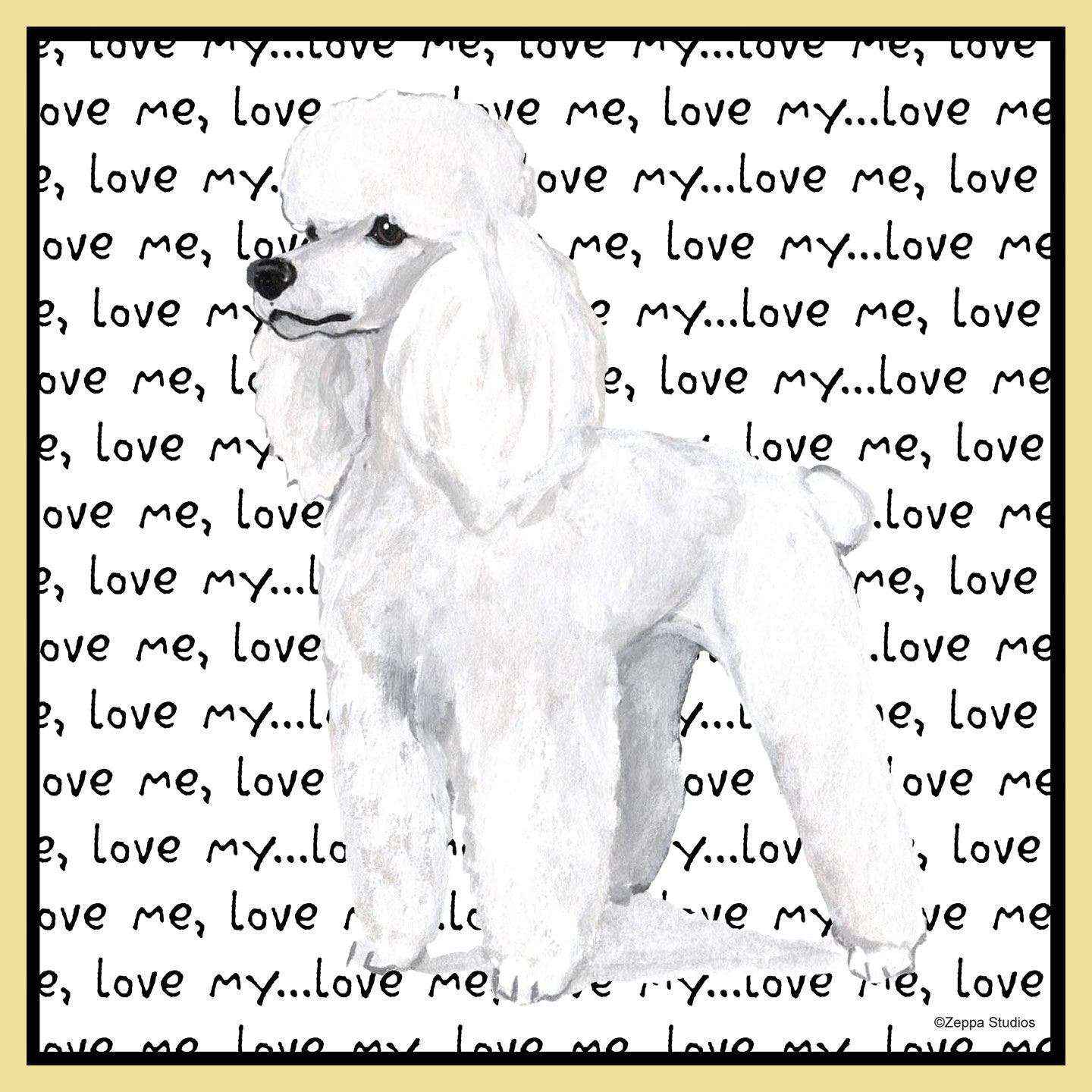 White Poodle Love Text - Adult Unisex T-Shirt