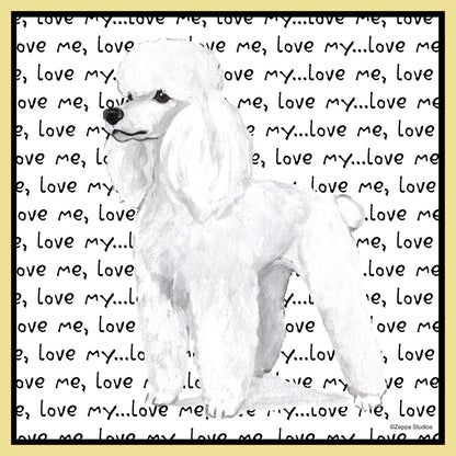 White Poodle Love Text - Adult Unisex T-Shirt