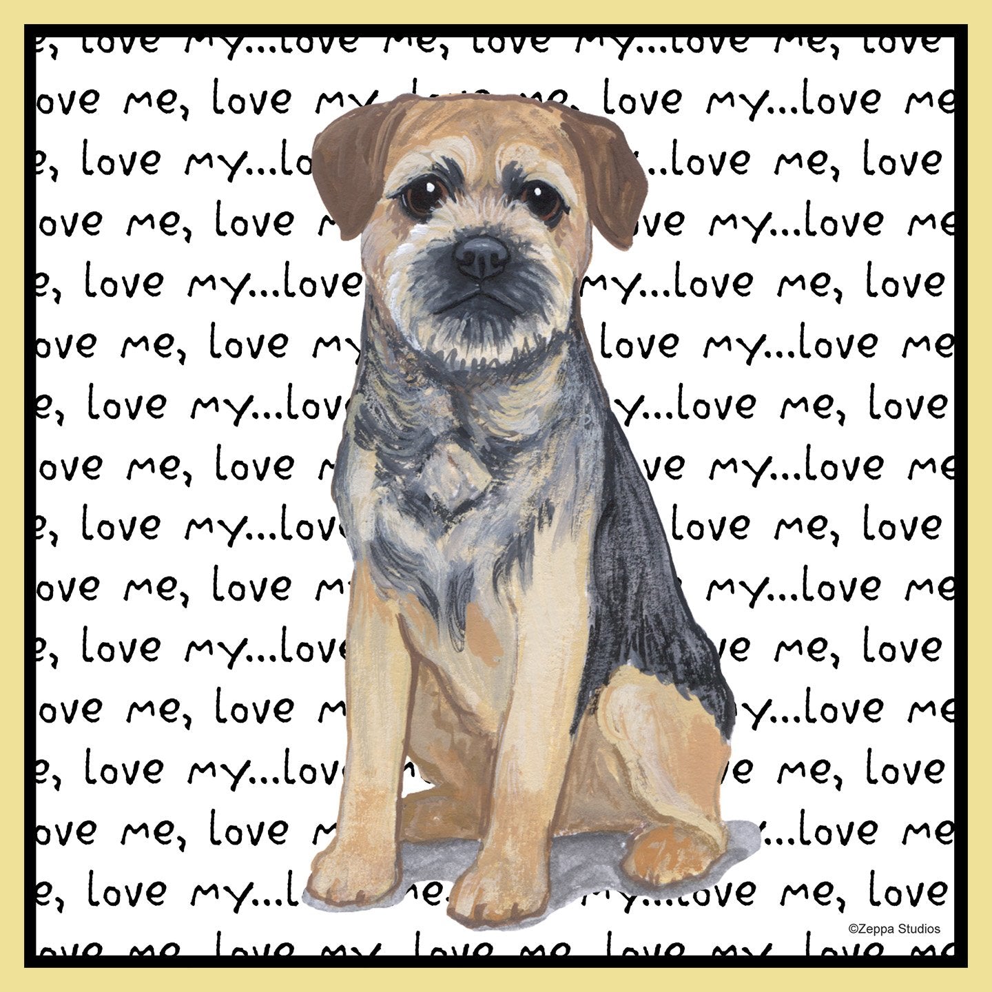 Border Terrier Love Text - Adult Unisex T-Shirt