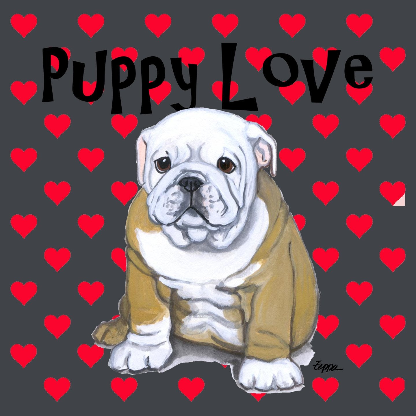 Bulldog Puppy Love - Women's Fitted T-Shirt