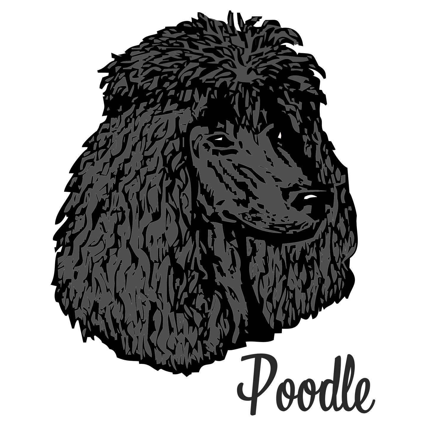 Black Poodle Headshot - Adult Unisex Hoodie Sweatshirt