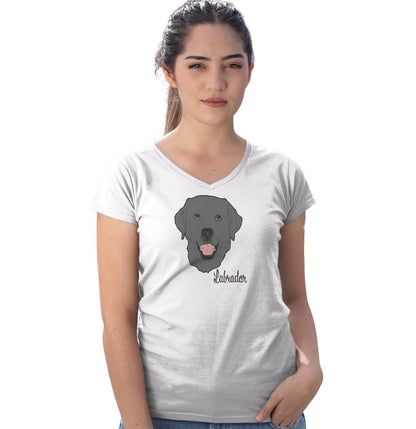 Black Labrador Headshot - Women's V-Neck T-Shirt