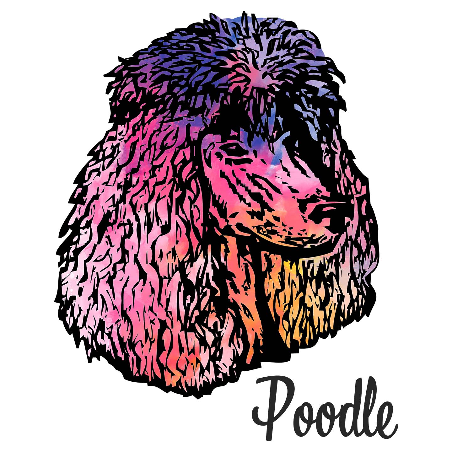 Colorful Poodle Headshot - Adult Unisex Hoodie Sweatshirt