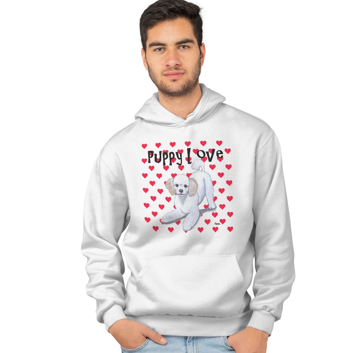 Poodle Puppy Love - Adult Unisex Hoodie Sweatshirt