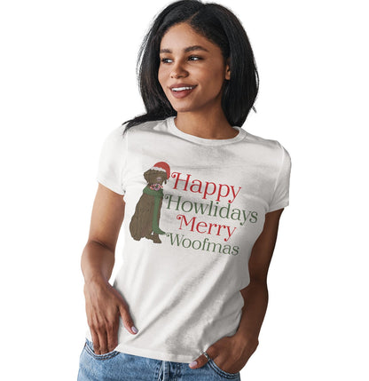 Merry Woofmas Chocolate Lab - Women's Fitted T-Shirt