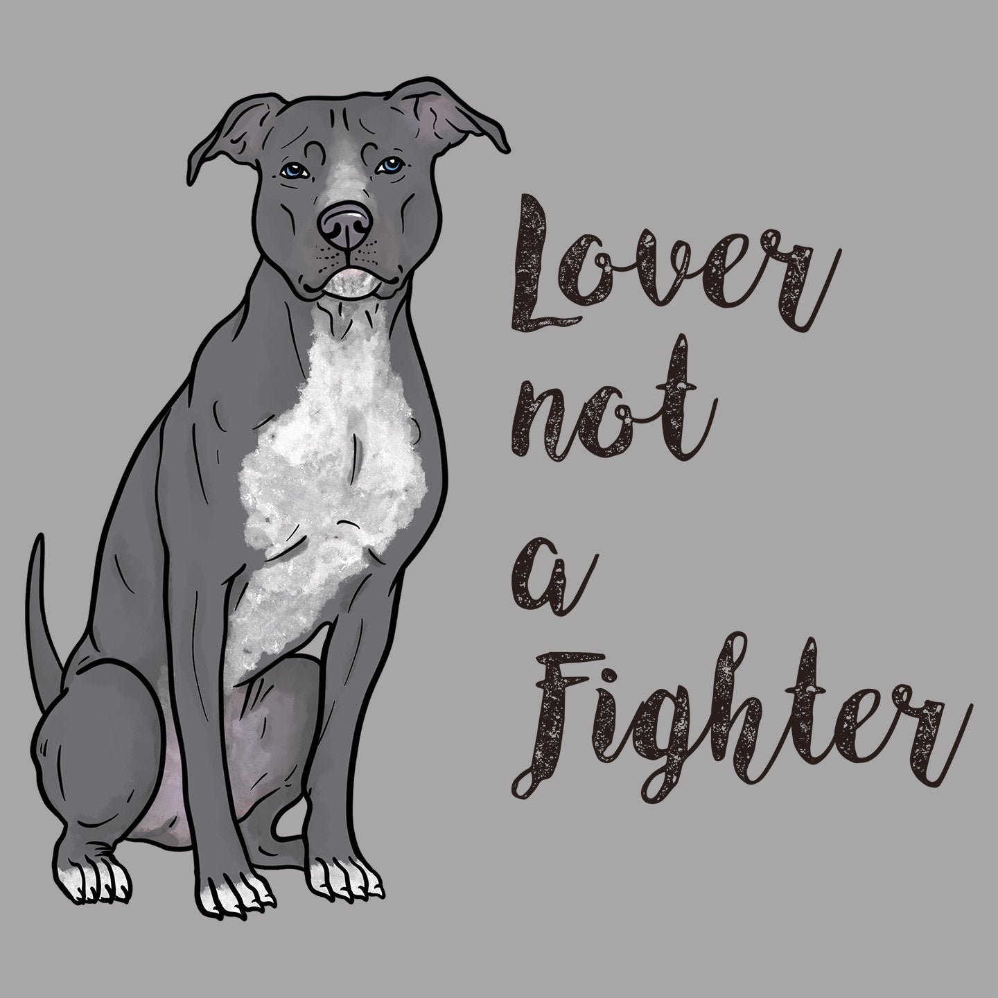 Grey Pit Bull Lover Not Fighter - Women's V-Neck Long Sleeve T-Shirt