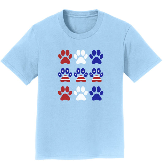 Patriotic Red White & Blue Dog Paws - Kids' Unisex T-Shirt