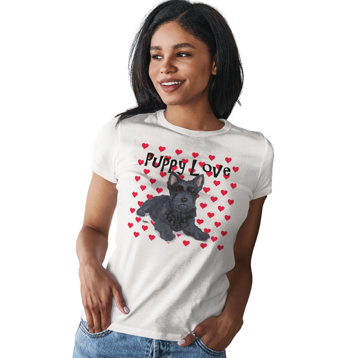 Animal Pride - Scottie Puppy Love - Women's Fitted T-Shirt