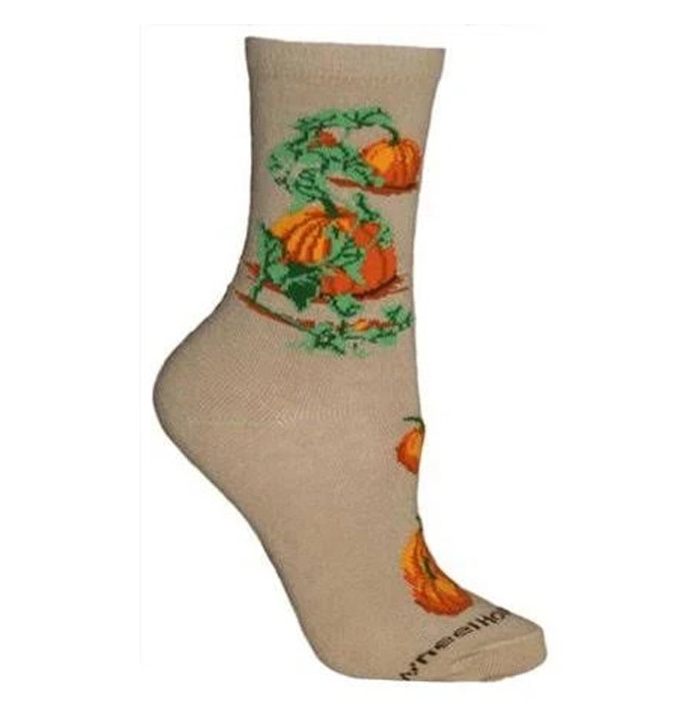 Animal Pride - Pumpkins on Tan - Adult Cotton Crew Socks