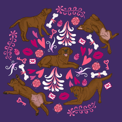 Chocolate Labrador Pink Fleur Pattern - Women's Fitted T-Shirt