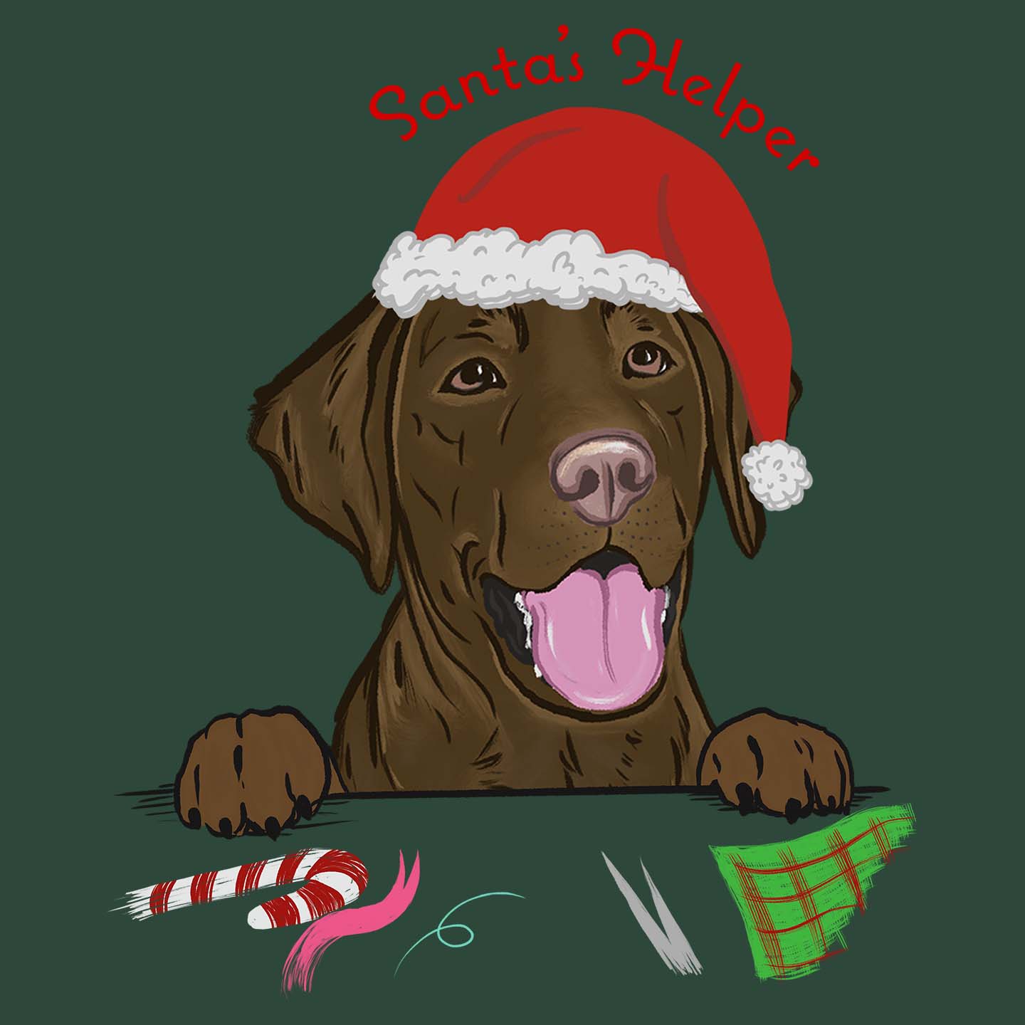 Santa Helper Chocolate Lab - Adult Unisex T-Shirt