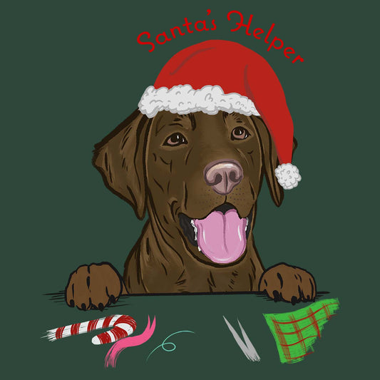 Santa Helper Chocolate Lab - Adult Unisex T-Shirt