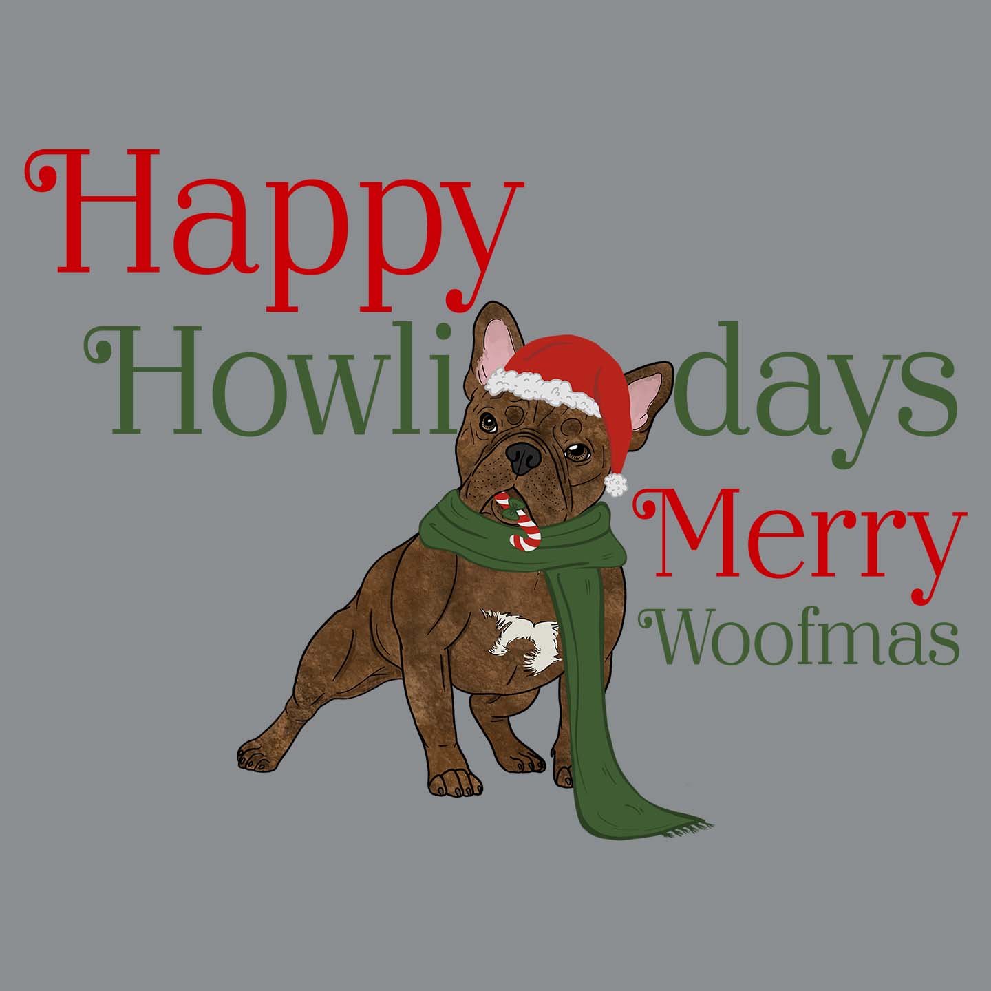 Merry Woofmas Frenchie - Adult Unisex Crewneck Sweatshirt