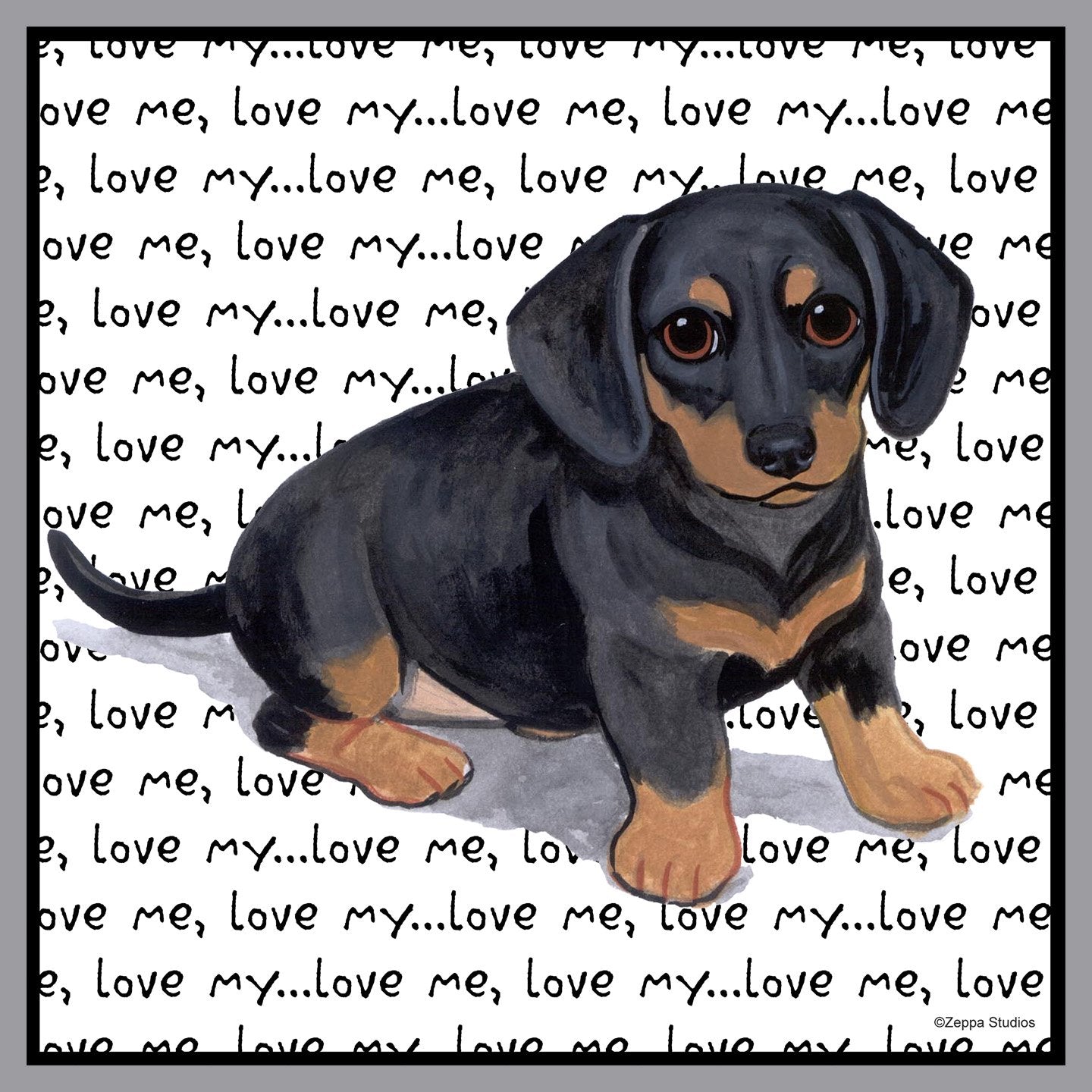 Dachshund Puppy Love Text - Adult Unisex T-Shirt