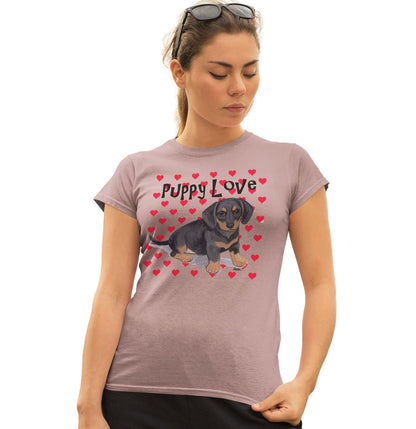 Dachshund Puppy Love - Women's Fitted T-Shirt