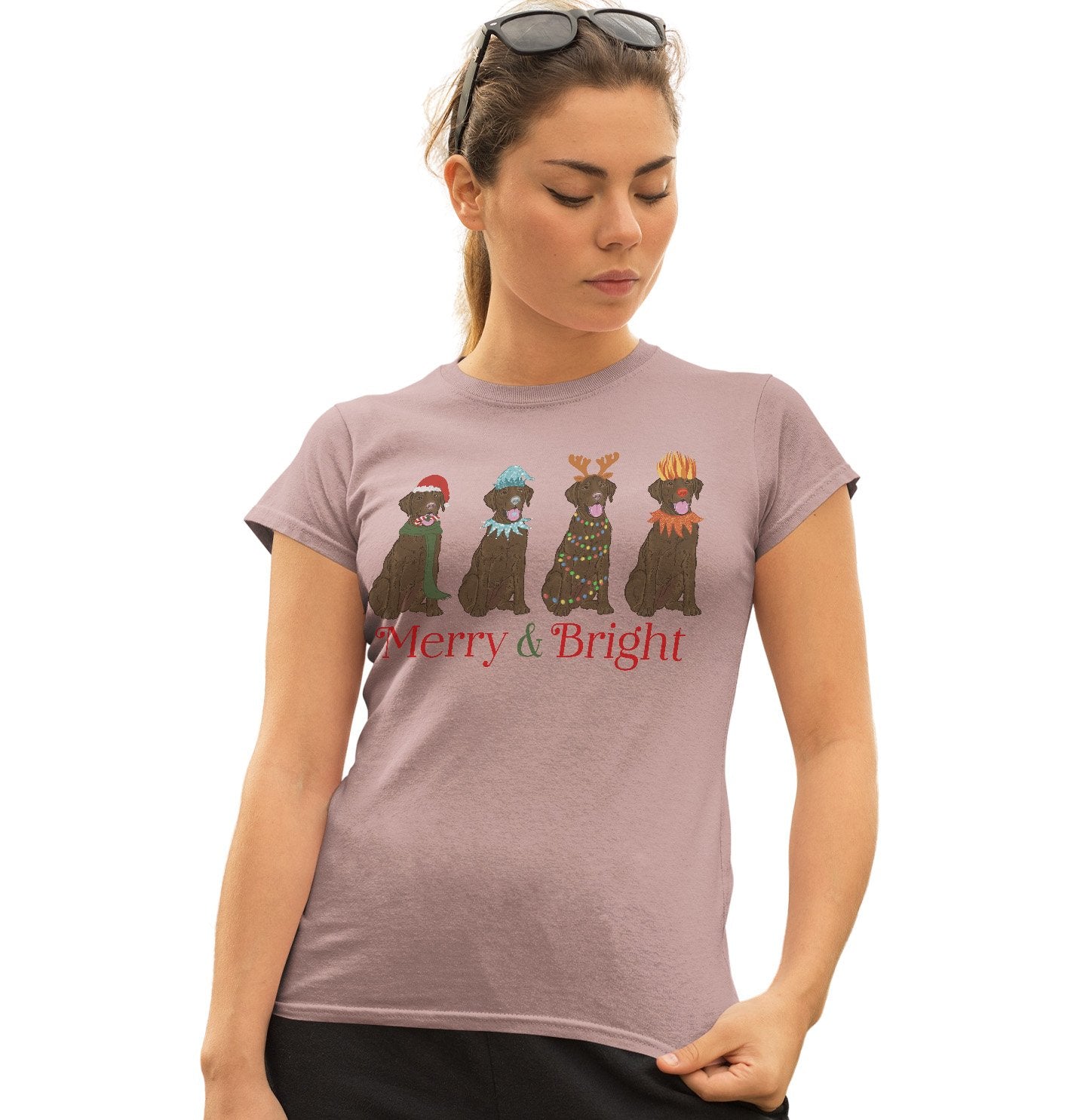 Animal Pride - Chocolate Lab Christmas Line Up - Women's Fitted T-Shirt