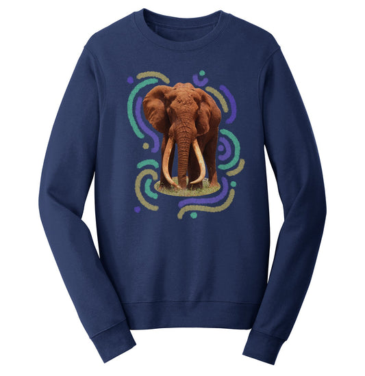 Wiggly Lines Elephant - Adult Unisex Crewneck Sweatshirt