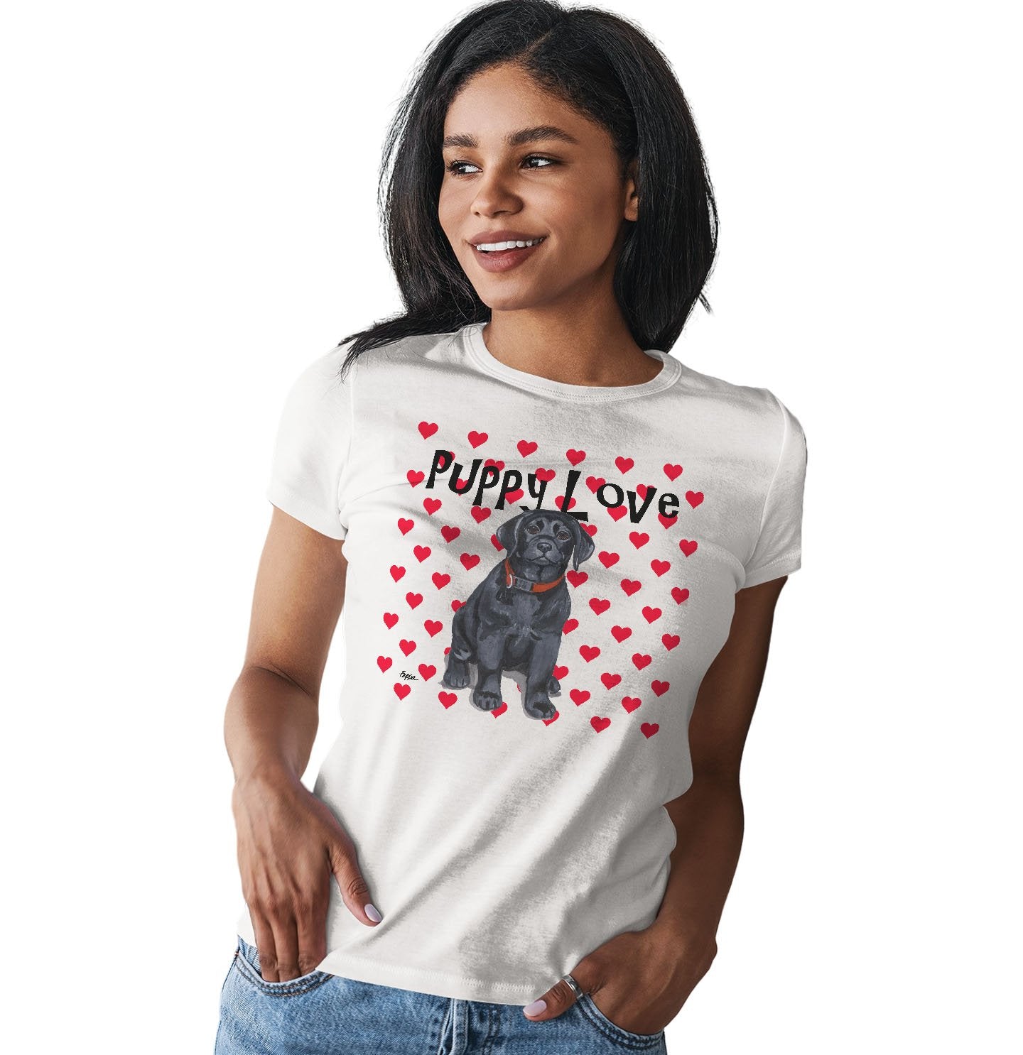 Animal Pride - Black Lab Puppy Love - Women's Fitted T-Shirt