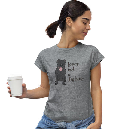 Black Pit Bull Lover Not Fighter - Women's Fitted T-Shirt