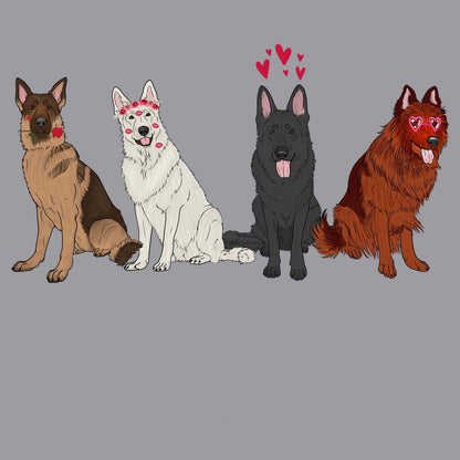 German Shepherd Love Line Up - Adult Unisex Long Sleeve T-Shirt