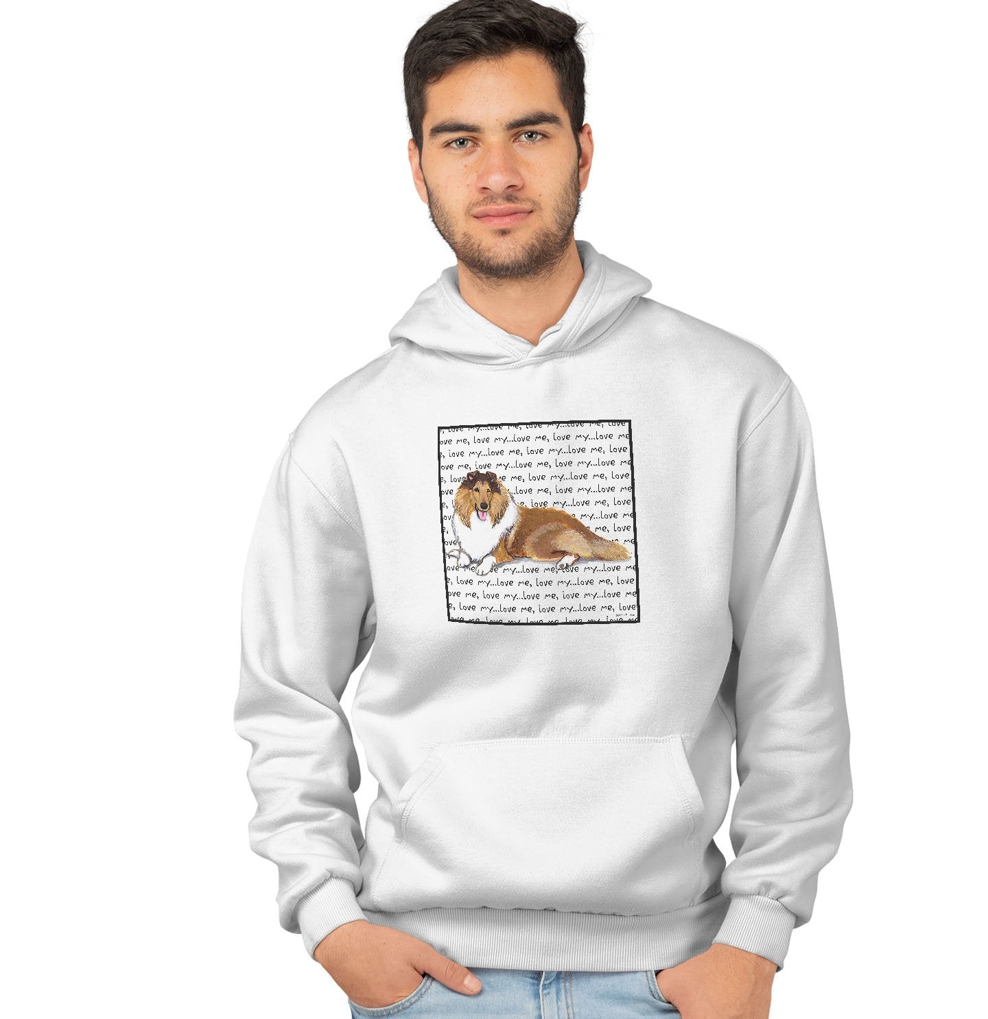 Animal Pride - Collie Love Text - Adult Unisex Hoodie Sweatshirt