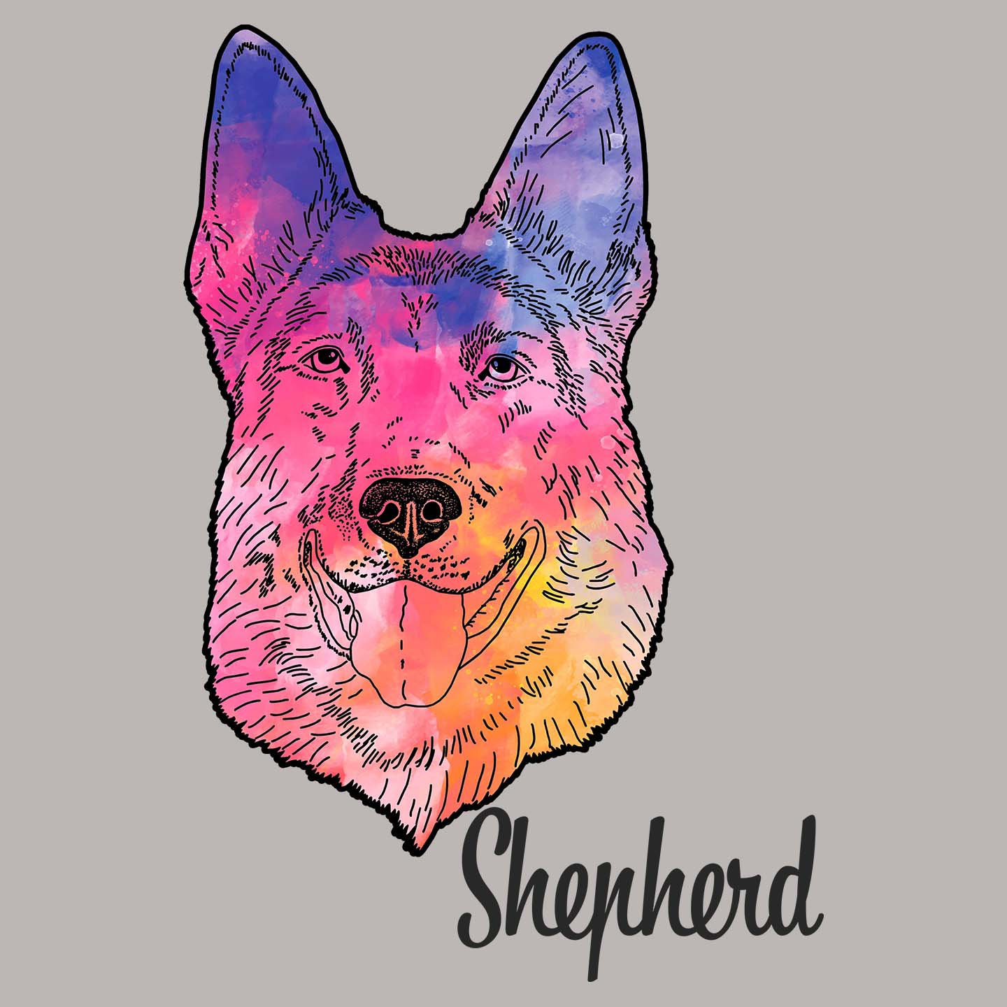 Colorful German Shepherd Headshot - Women's V-Neck Long Sleeve T-Shirt