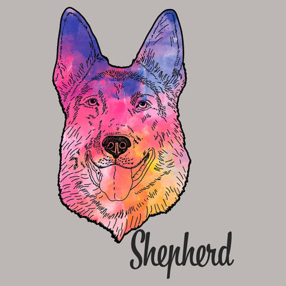 Colorful German Shepherd Headshot - Women's V-Neck Long Sleeve T-Shirt