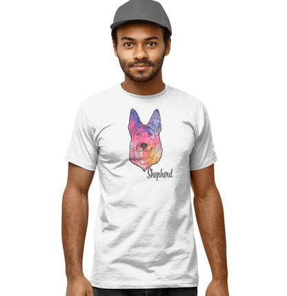 Colorful German Shepherd Headshot - Adult Unisex T-Shirt