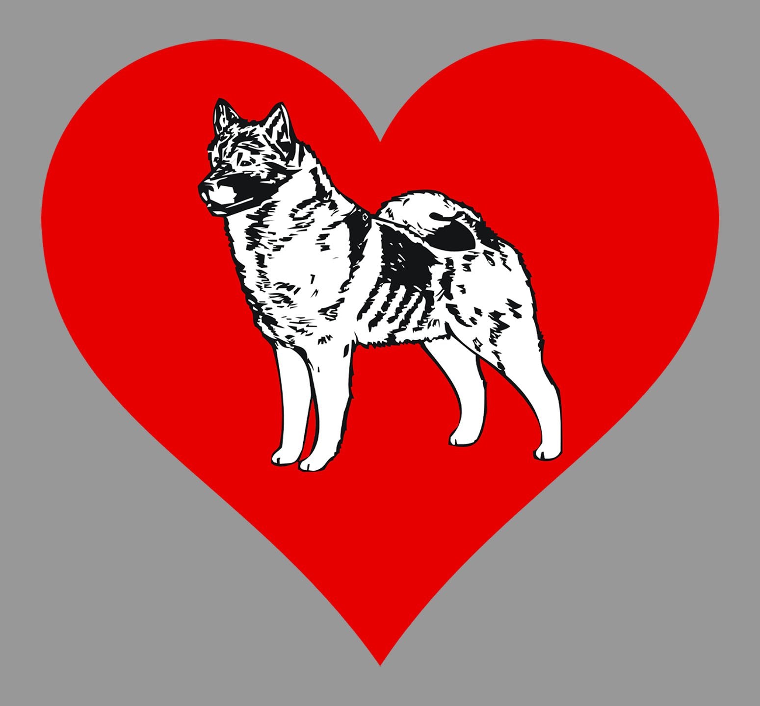 Norwegian Elkhound on Heart Left Chest - Women's Full-Zip Hoodie Sweatshirt
