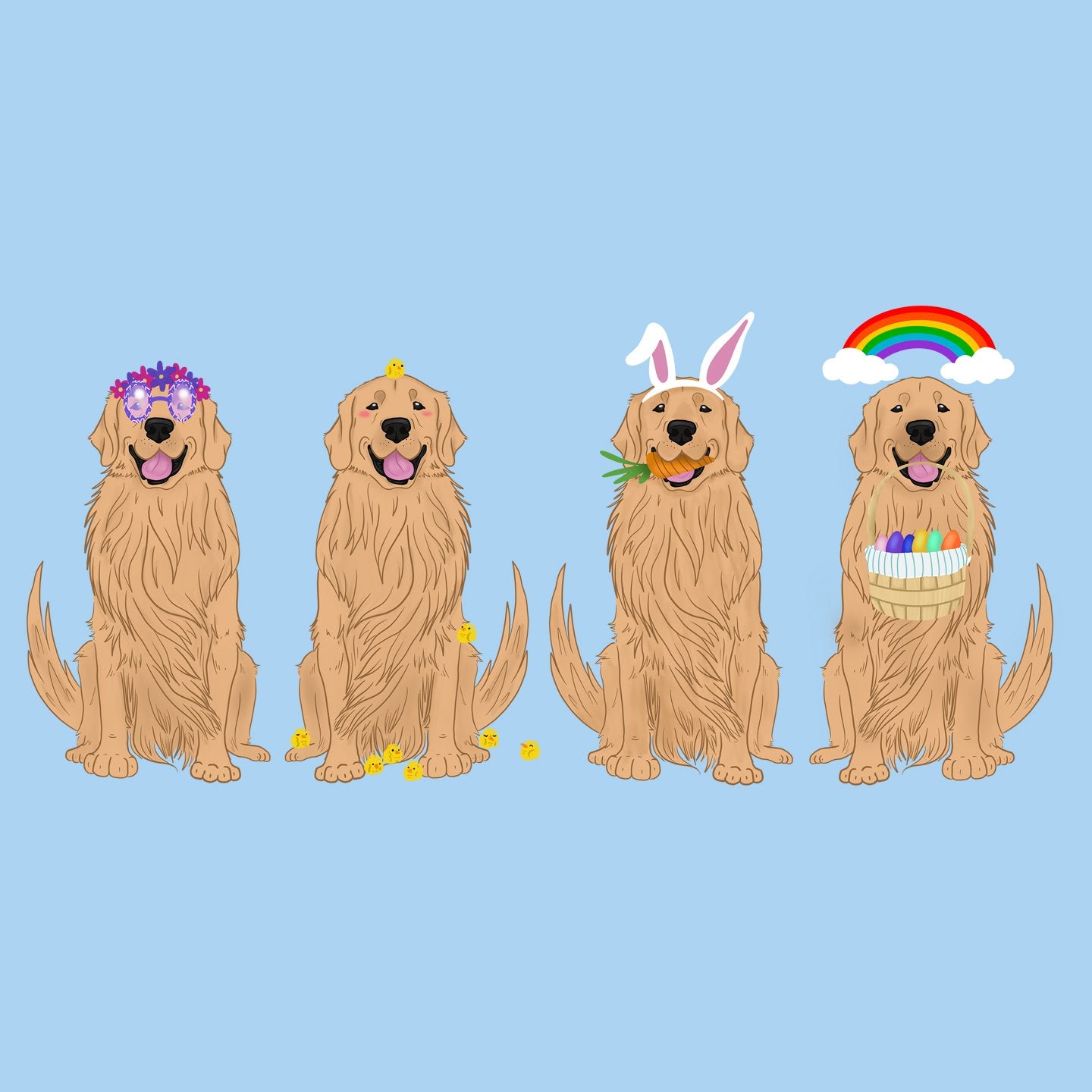 Easter Golden Retriever Line Up - Kids' Unisex T-Shirt