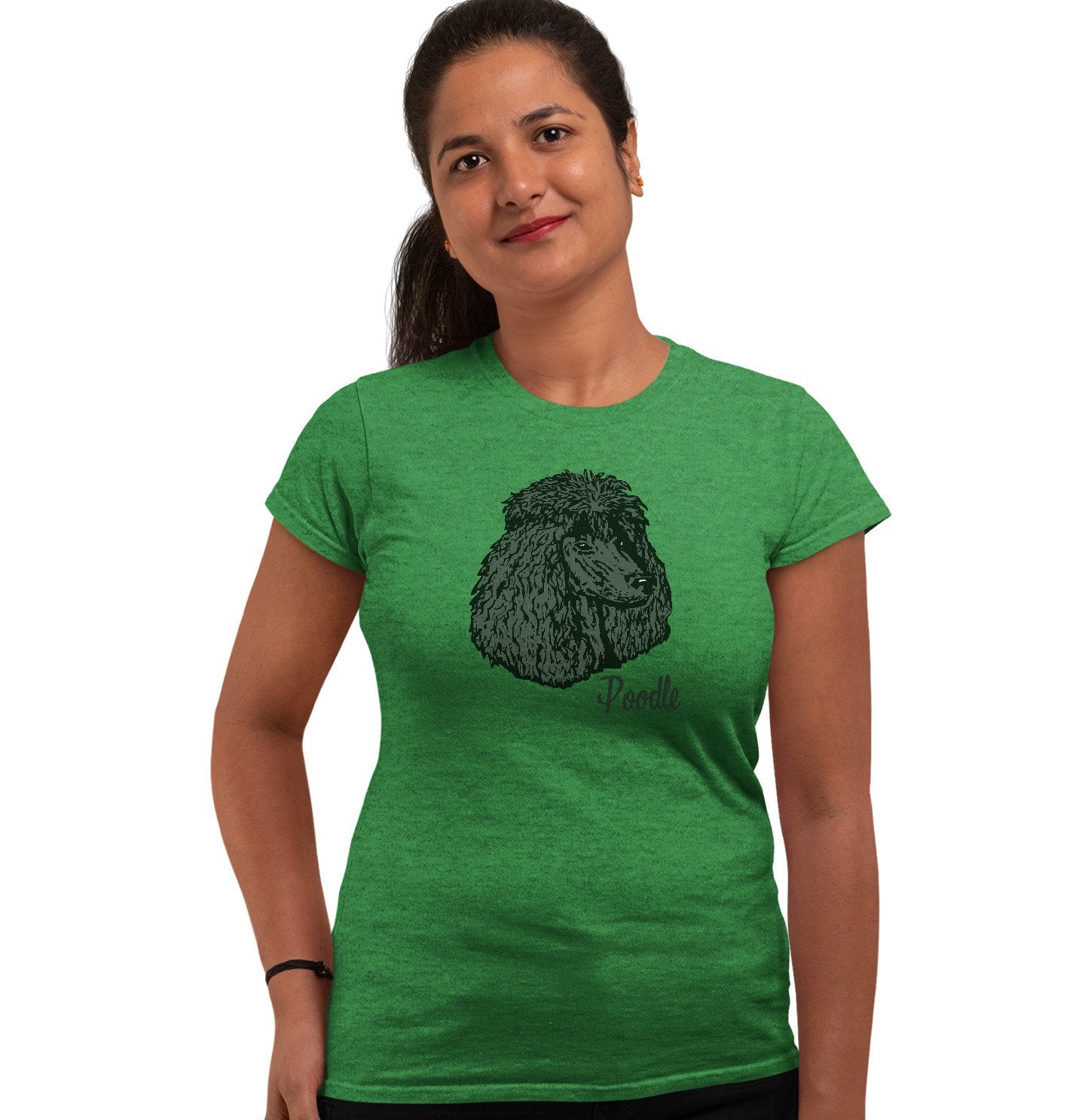 Black Poodle Headshot - Women's Fitted T-Shirt