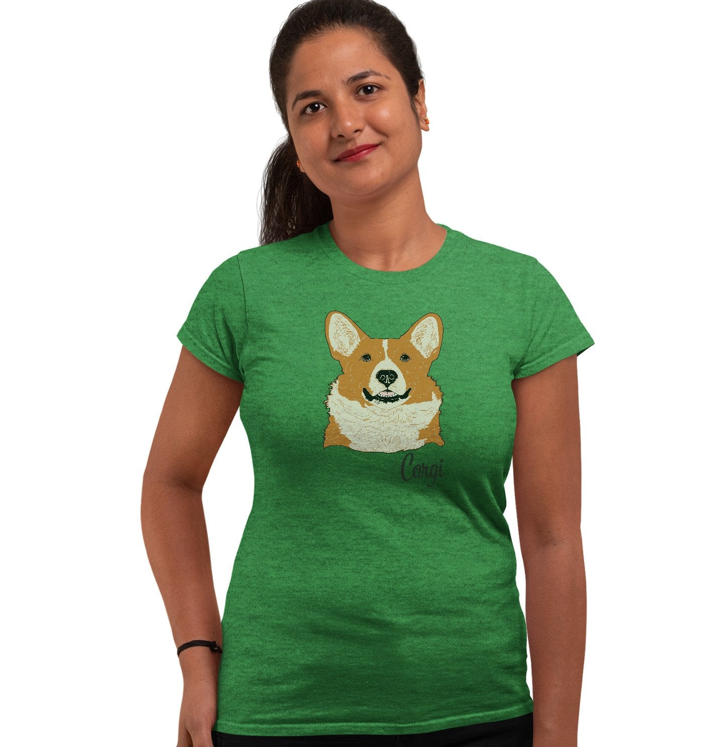 Corgi Headshot - Women's Fitted T-Shirt