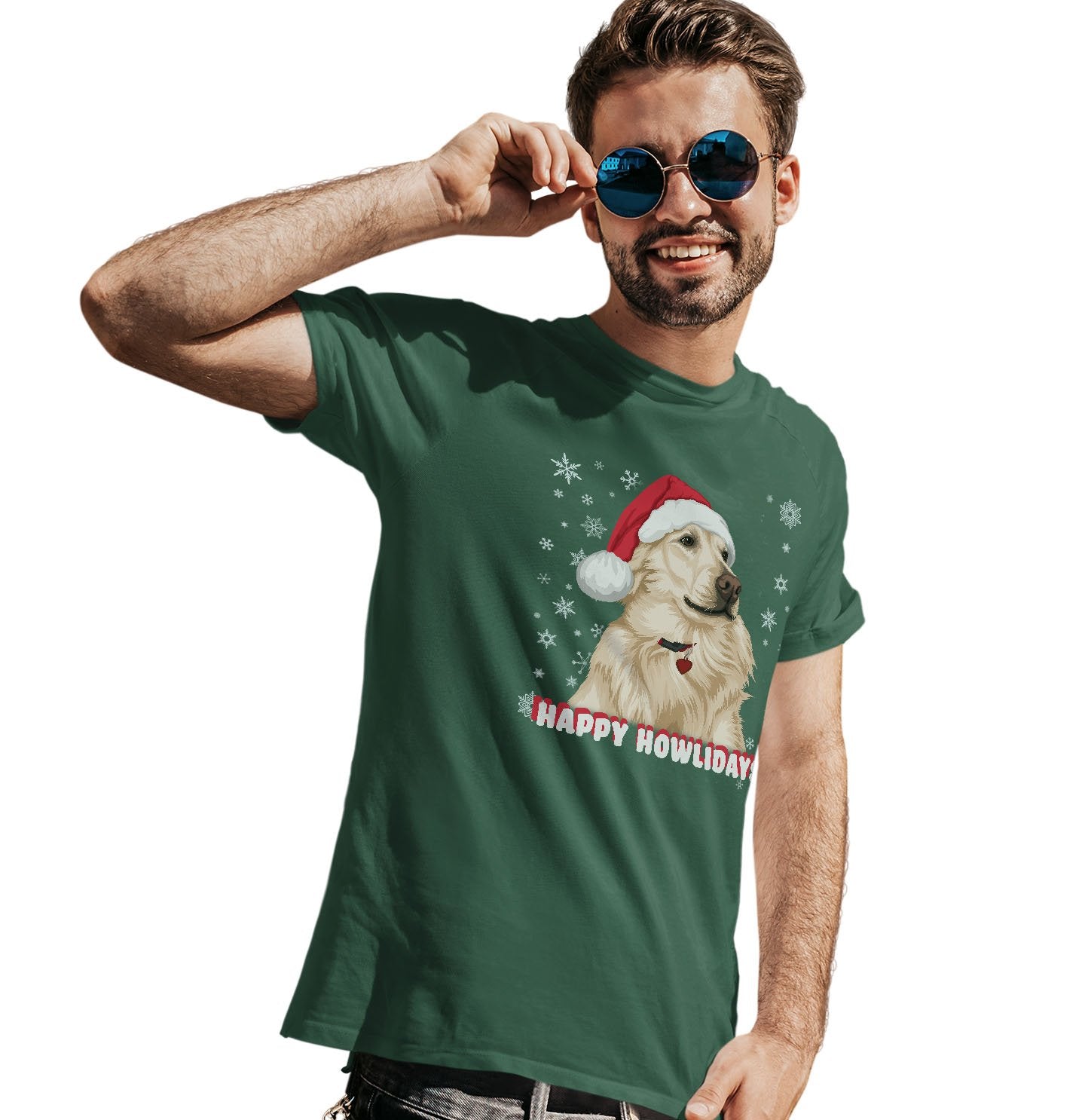 Happy Howlidays Santa Golden - Adult Unisex T-Shirt