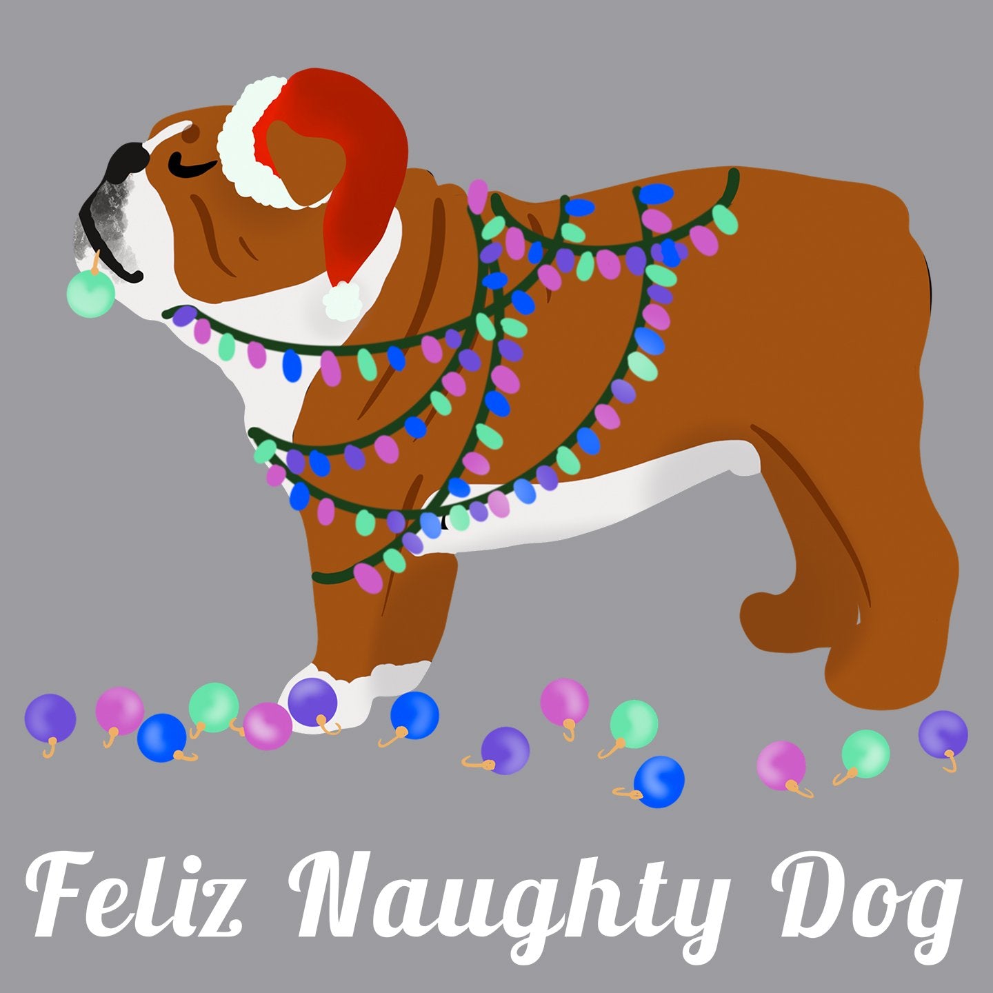 Feliz Naughty Dog Bulldog - Adult Unisex Long Sleeve T-Shirt