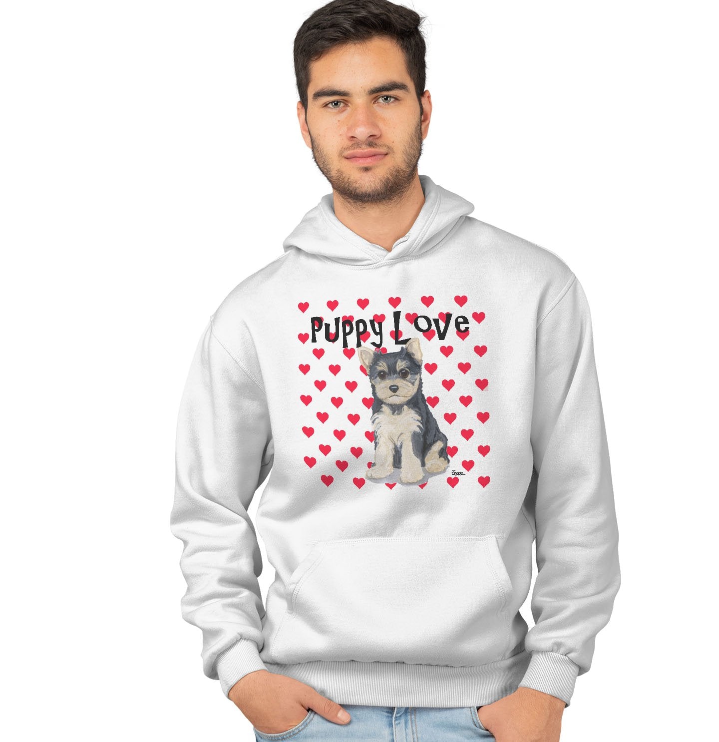 Yorkie Puppy Love - Adult Unisex Hoodie Sweatshirt