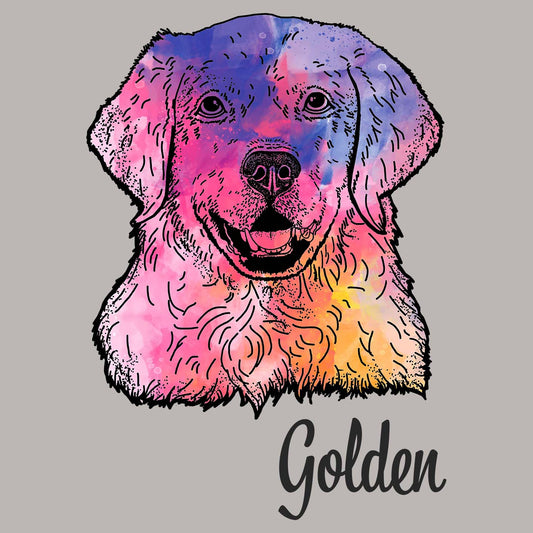 Colorful Golden Retriever Headshot - Women's V-Neck Long Sleeve T-Shirt